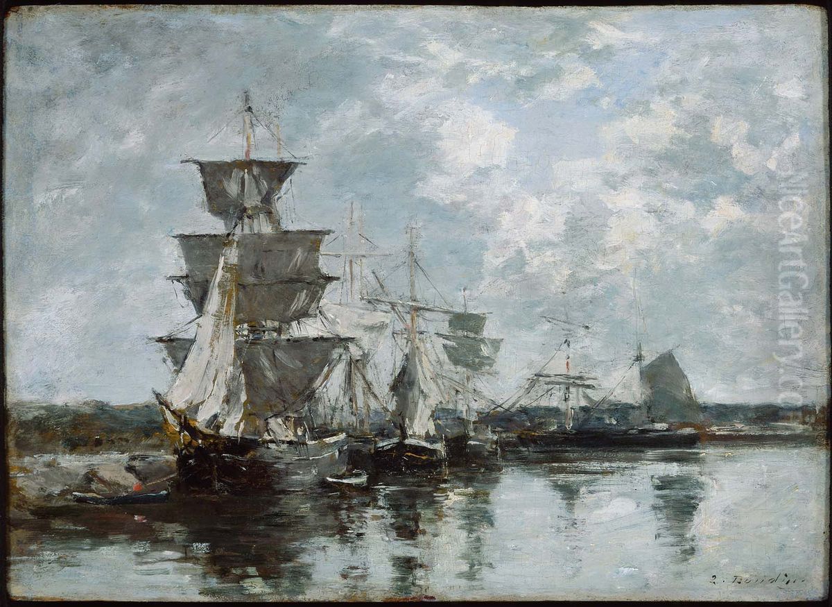 Harbor Scene Oil Painting by Eugene Louis Boudin