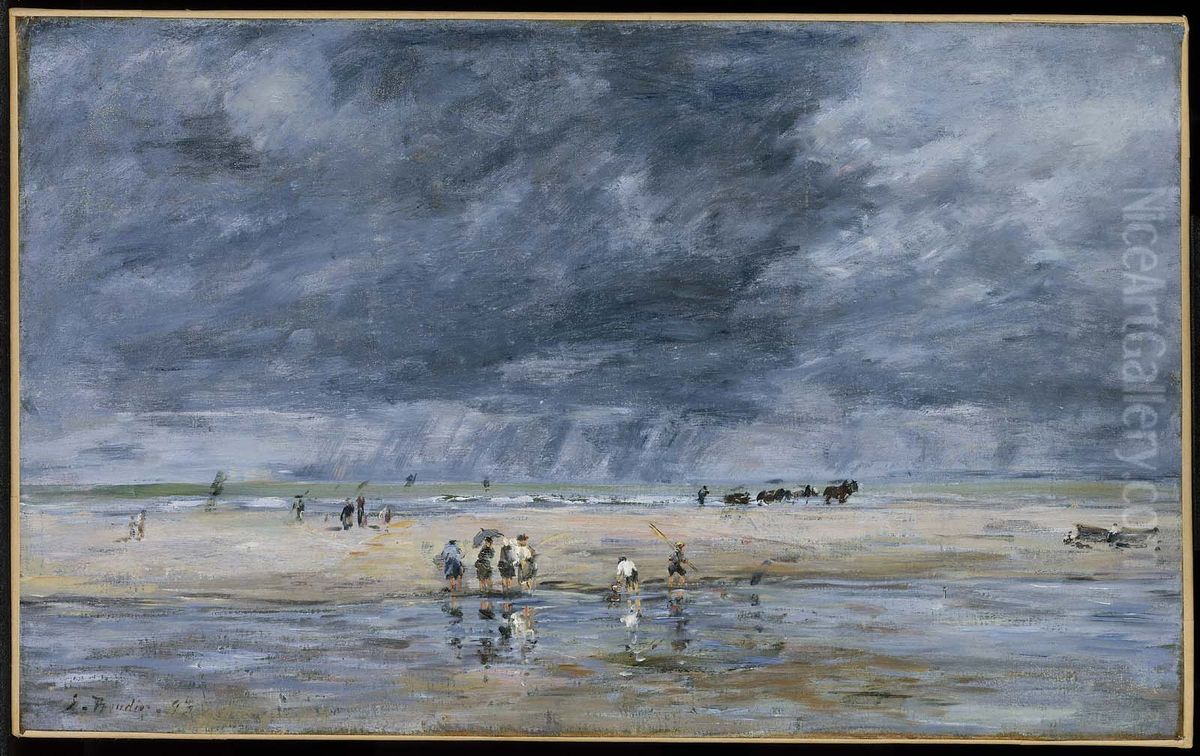 Figures on the Beach Oil Painting by Eugene Louis Boudin