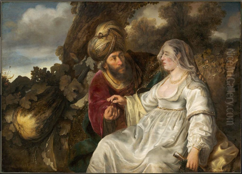 Judah and Tamar Oil Painting by Ferdinand Bol