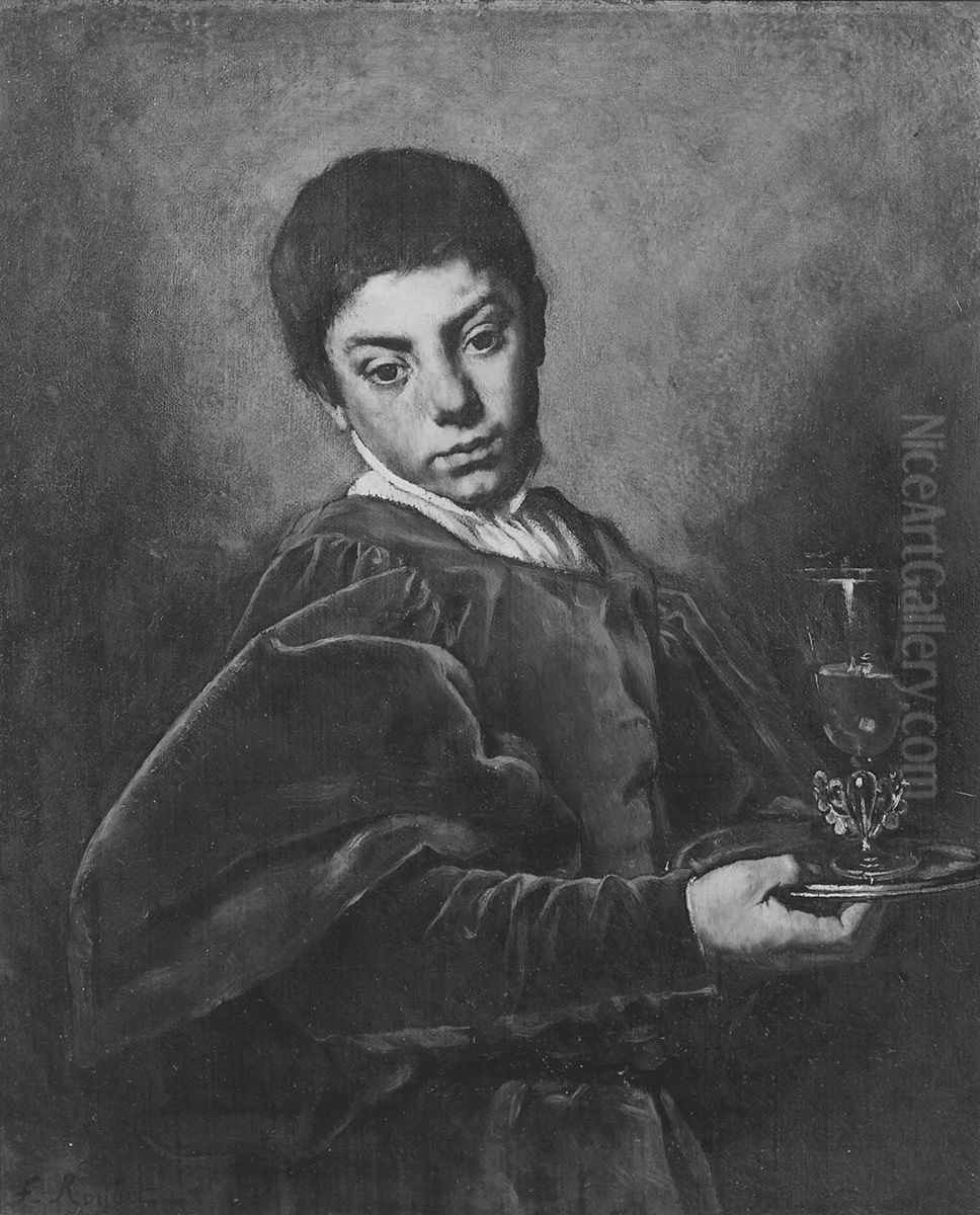 Boy Holding a Tray Oil Painting by Ferdinand Roybet