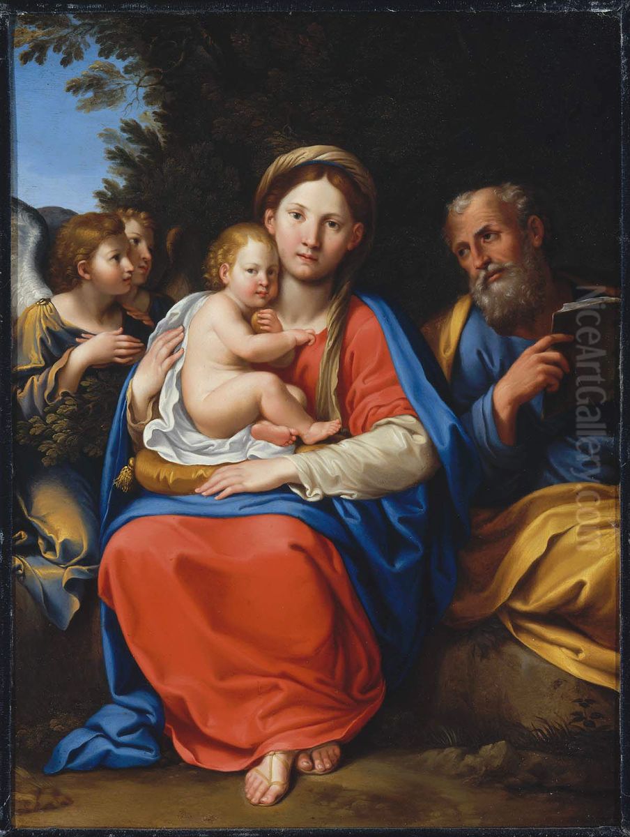 Holy Family with Angels Oil Painting by Francesco Albani