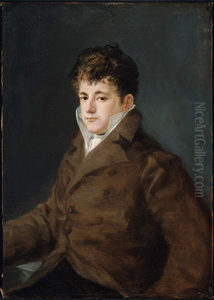 Portrait of a Young Man in Brown, possibly Javier Goya Oil Painting by Francisco Goya Fuendetodos
