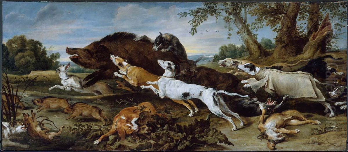 Boar Hunt Oil Painting by Frans Snyders