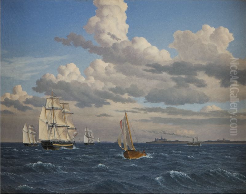 Parti af Oresund nord for Kronborg Oil Painting by Christoffer Wilhelm Eckersberg