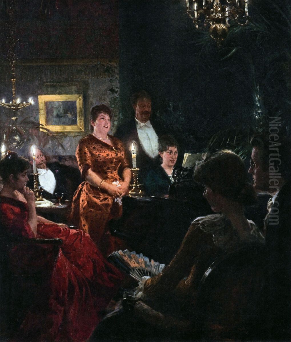 A duet Oil Painting by Peder Severin Kroyer