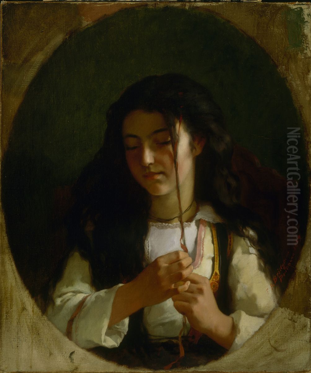 Study of a Young Girl, Pont Aven Oil Painting by Frederick Arthur Bridgman