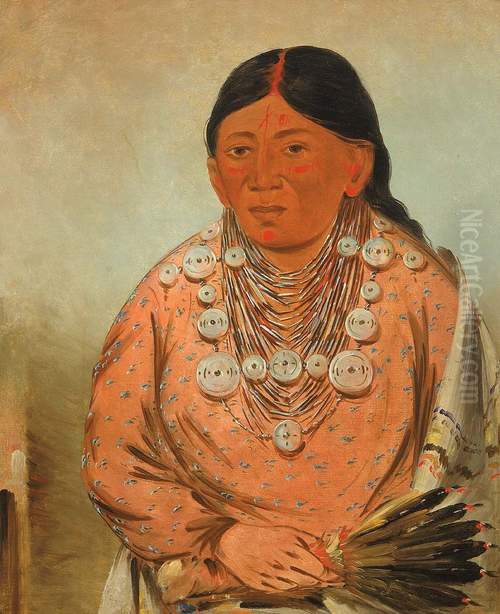 A'h-tee-wat-o-mee, a Woman Oil Painting by George Catlin