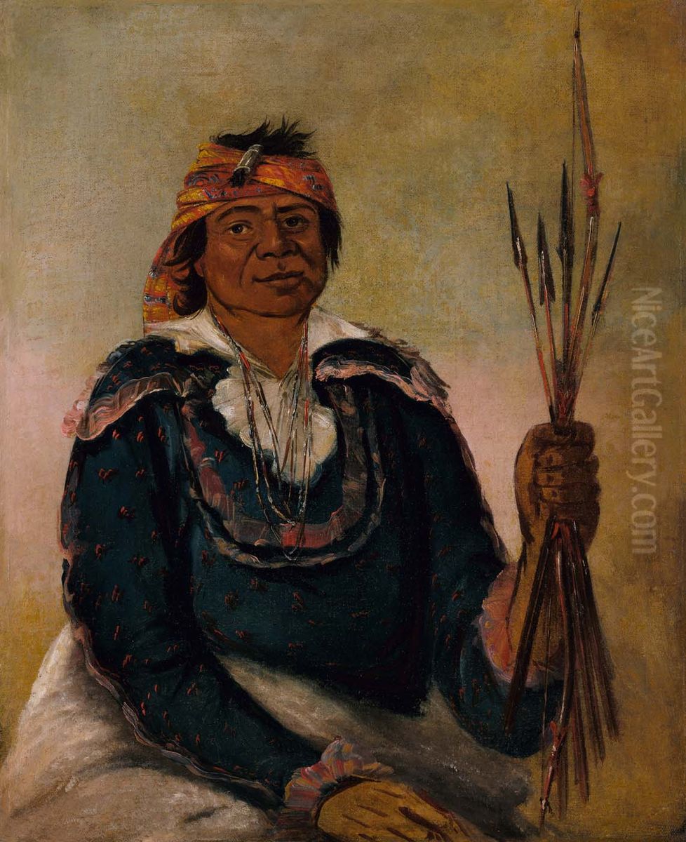 Ni-co-man, The Answer, Second Chief Oil Painting by George Catlin