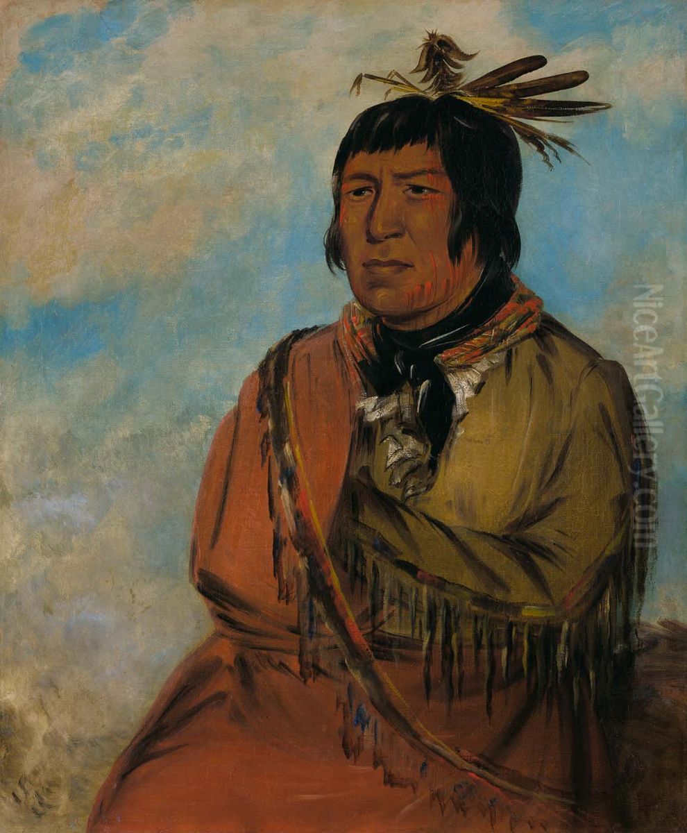Na-pow-sa, Bear Traveling at Night, a Chief Oil Painting by George Catlin