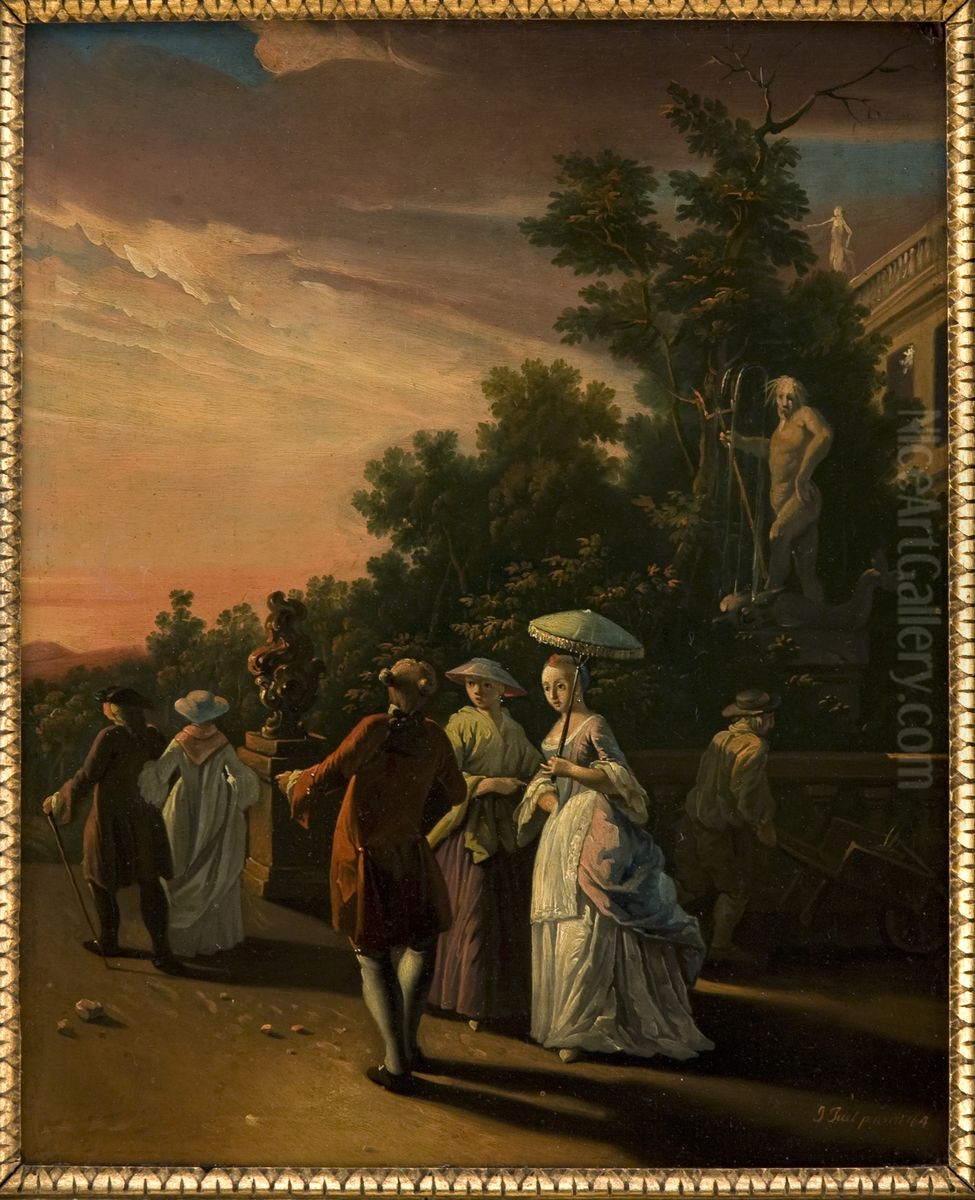 Promenading in a Park Oil Painting by Jens Juel