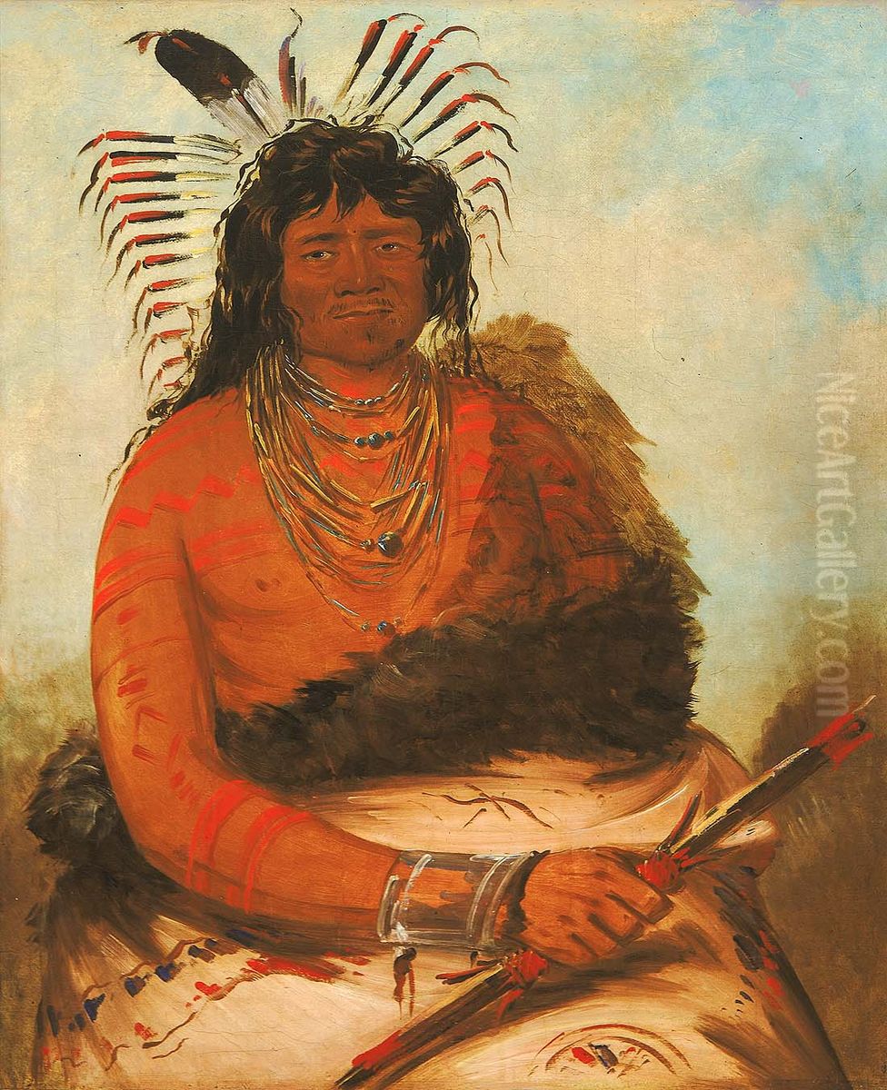 Hah-nee, The Beaver, a Warrior Oil Painting by George Catlin