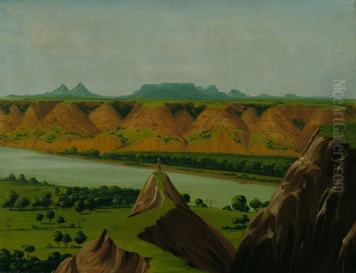 Big Bend on the Upper Missouri, 1900 Miles above St. Louis Oil Painting by George Catlin