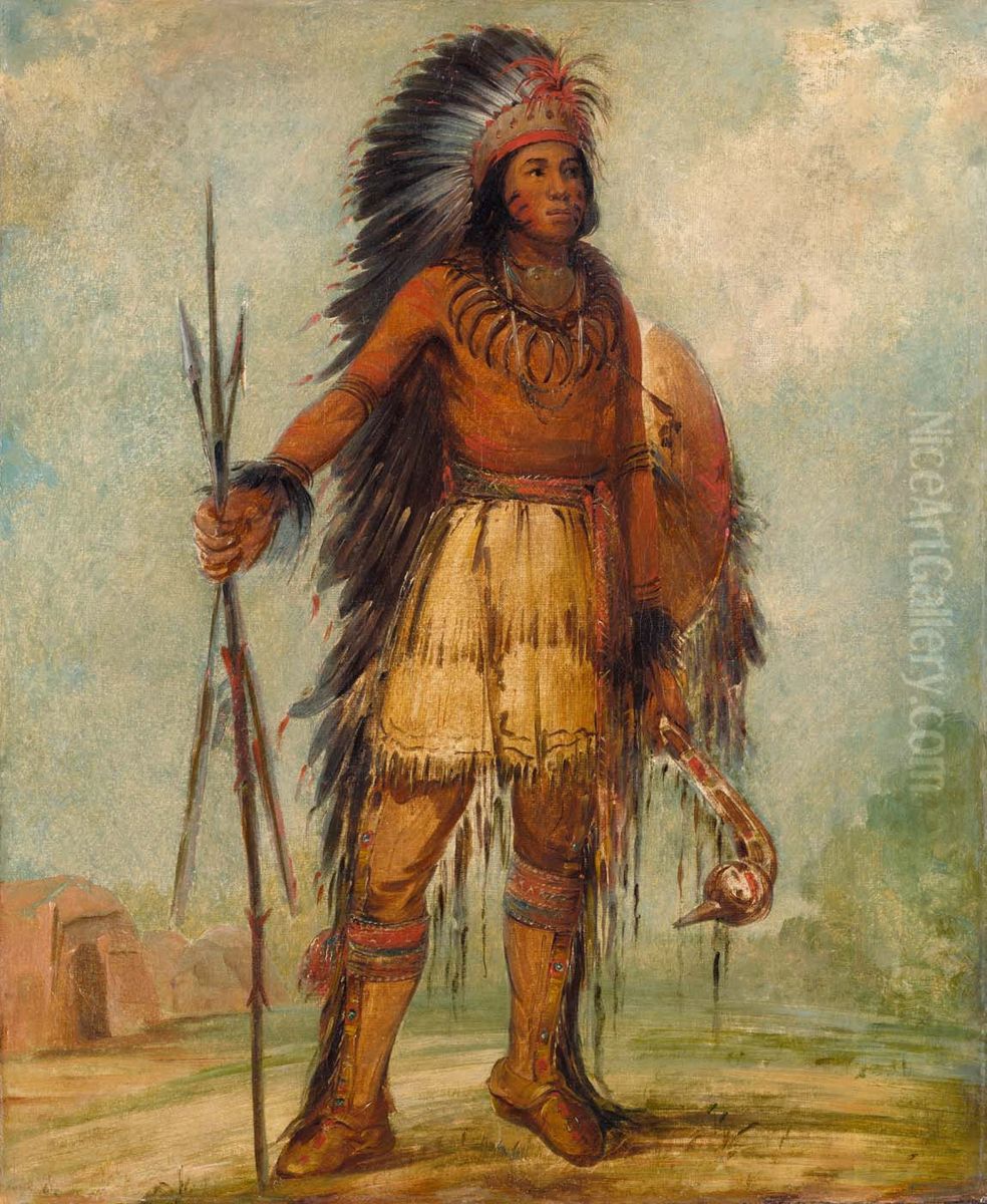 A-wun-ne-wa-be, Bird of Thunder Oil Painting by George Catlin