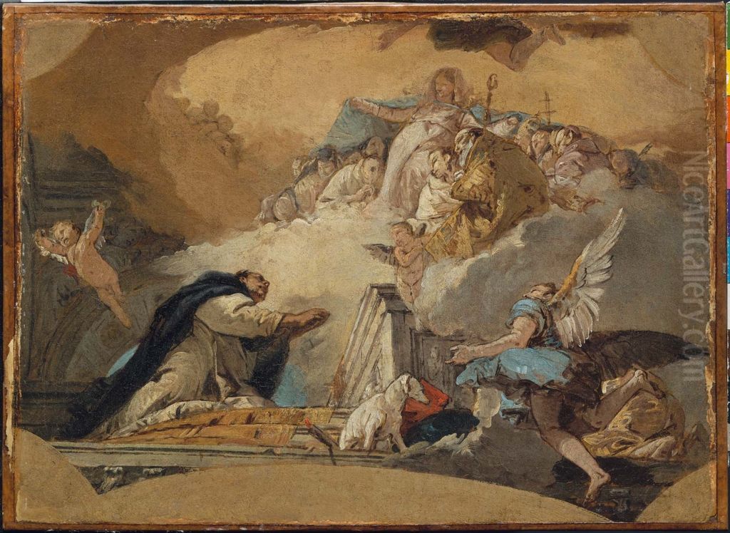 The Virgin Receiving the Prayers of Saint Dominic Oil Painting by Giovanni Battista Tiepolo