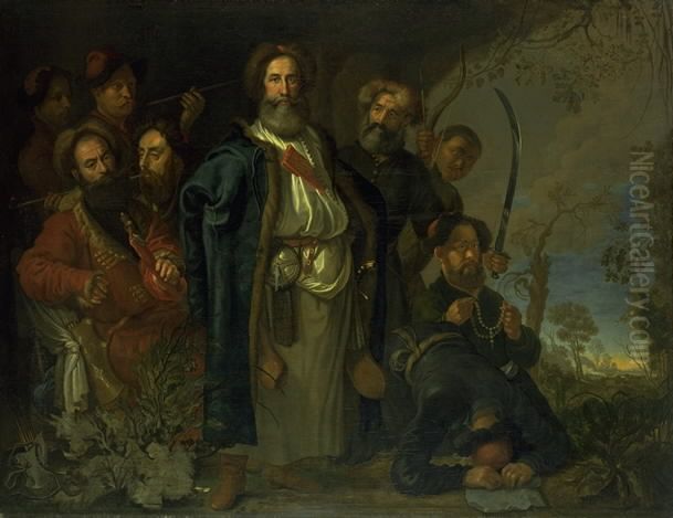 Et tatarisk gesandtskab pa besog i Kobenhavn Oil Painting by Karel van Mander III