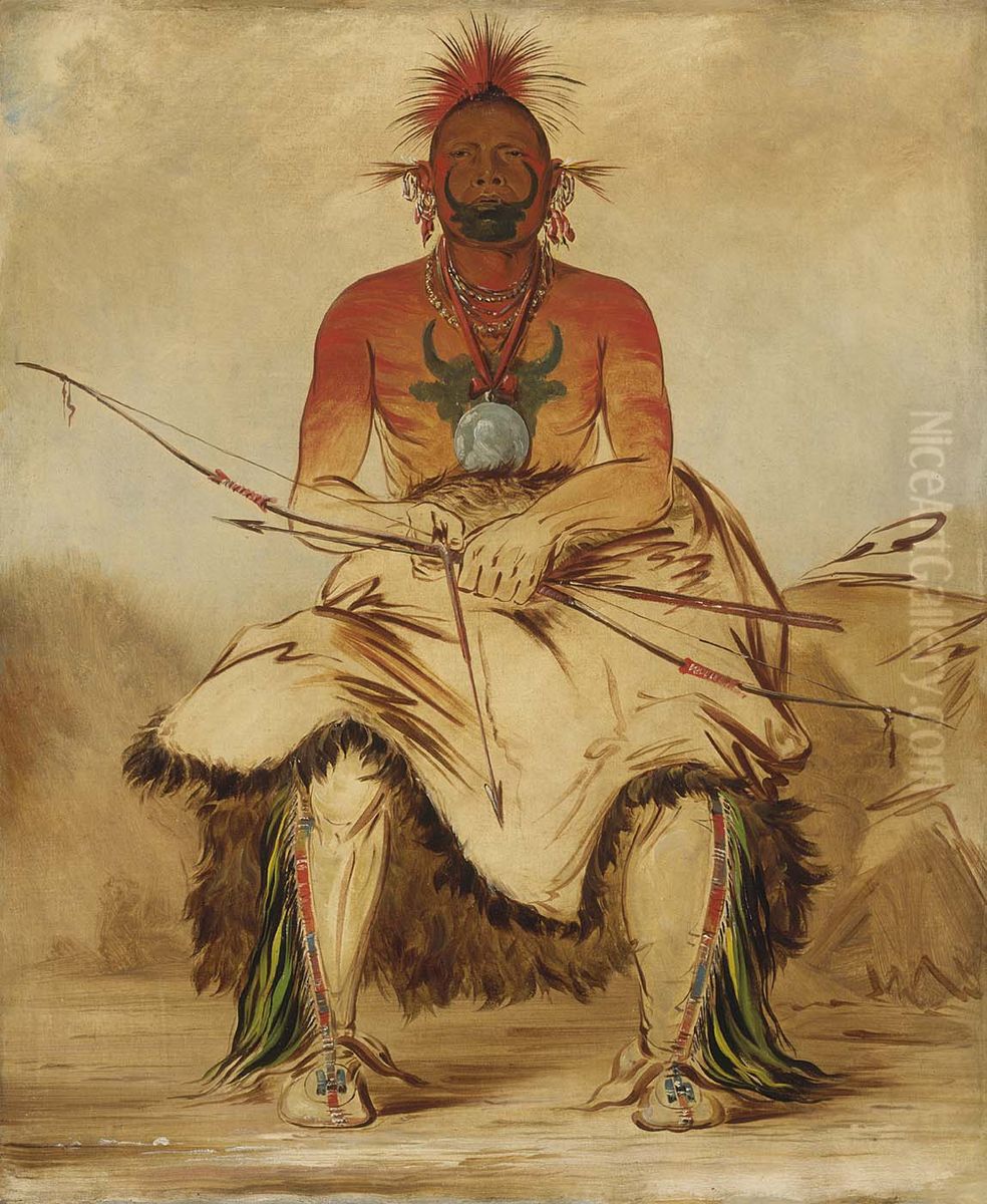 La-doo-ke-a, Buffalo Bull, a Grand Pawnee Warrior Oil Painting by George Catlin