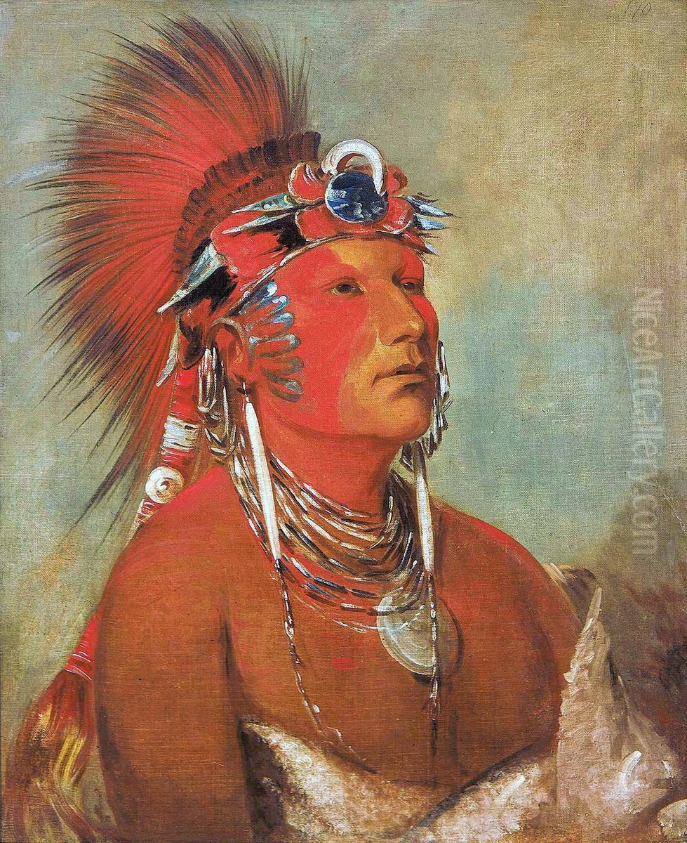 Jee-he-o-ho-shah, Cannot Be Thrown Down, a Warrior Oil Painting by George Catlin