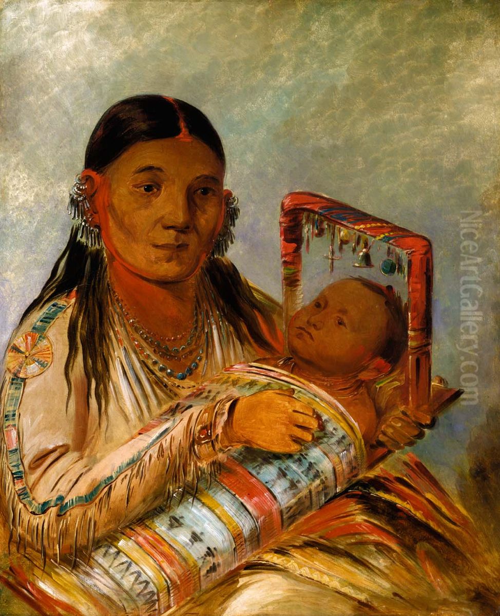 Chee-ah-ka-tchee, Wife of Not-to-way Oil Painting by George Catlin
