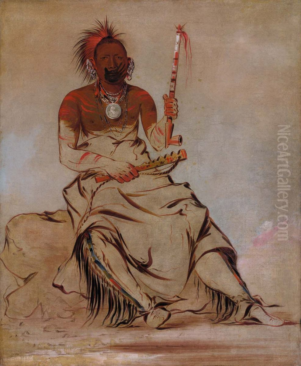Te-ah'-ke-ra-lee-re-coo, The Cheyenne, a Republican Pawnee Oil Painting by George Catlin