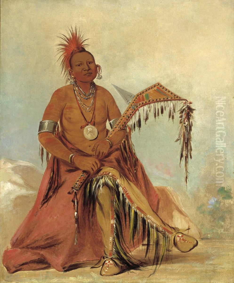 Cler-mont, First Chief of the Tribe Oil Painting by George Catlin