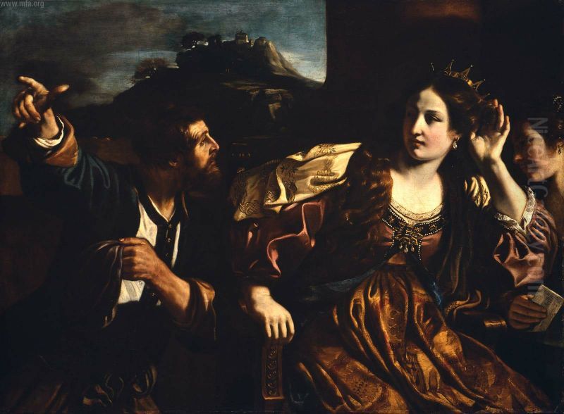 Semiramis Receiving Word of the Revolt of Babylon Oil Painting by Giovanni Francesco Barbieri
