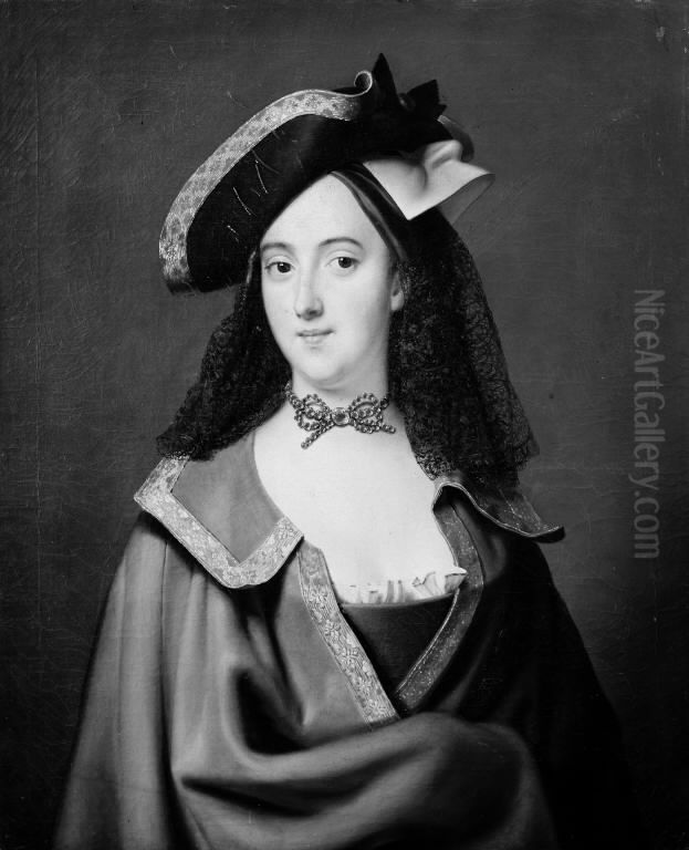 Dame i venetiansk karnevalsdragt Oil Painting by Andreas Moller