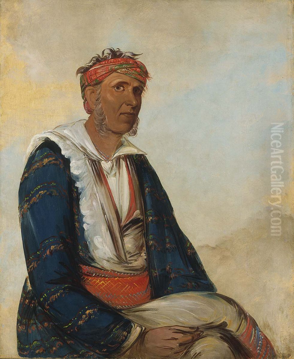 Col-lee, a Band Chief Oil Painting by George Catlin