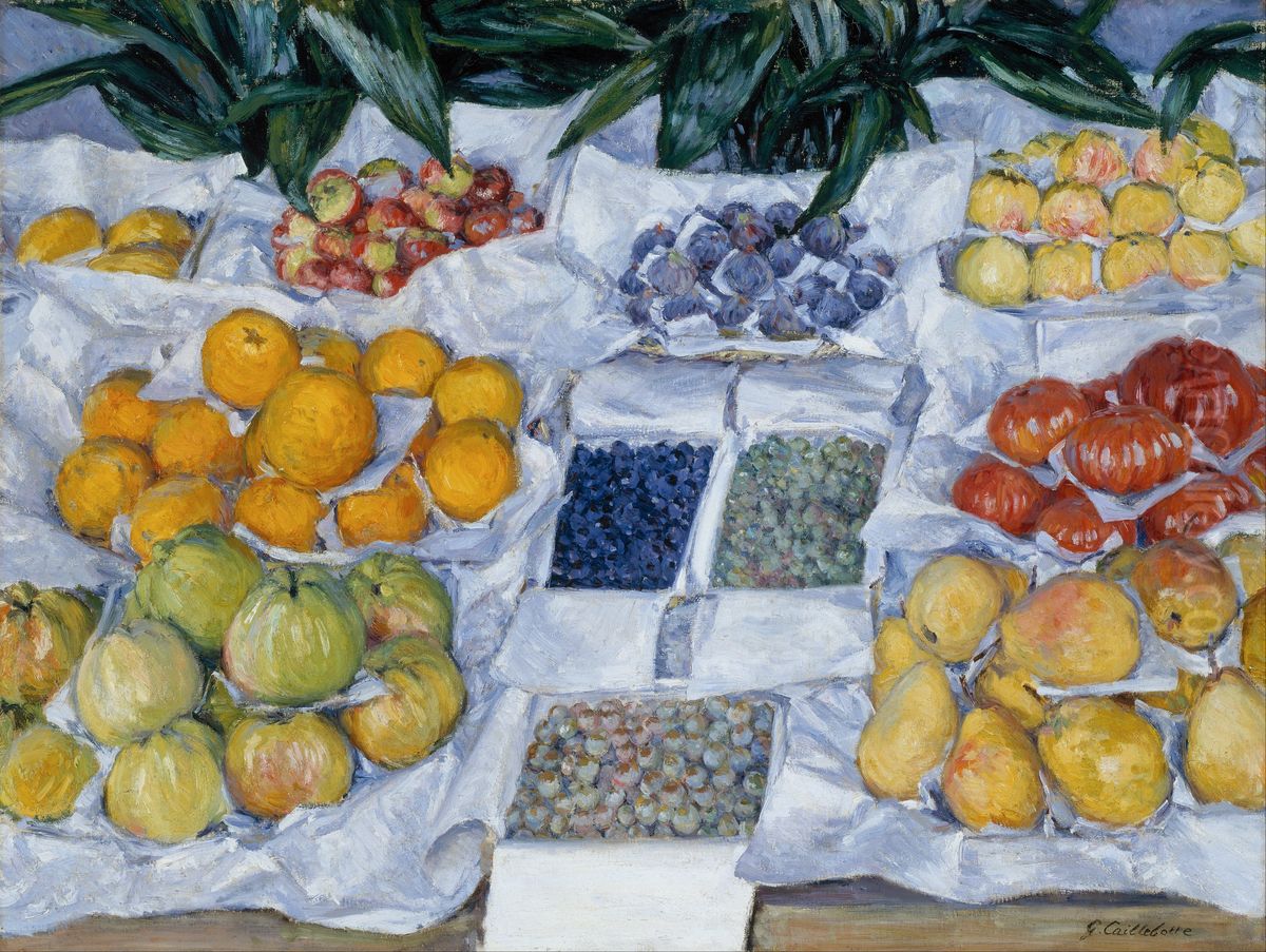 Fruit Displayed on a Stand Oil Painting by Gustave Caillebotte