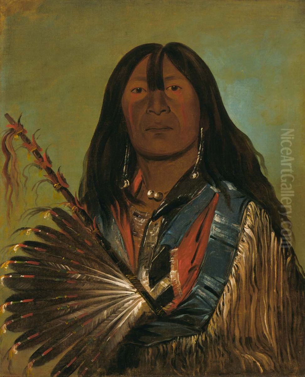 Shon-ka, The Dog, Chief of the Bad Arrow Points Band Oil Painting by George Catlin