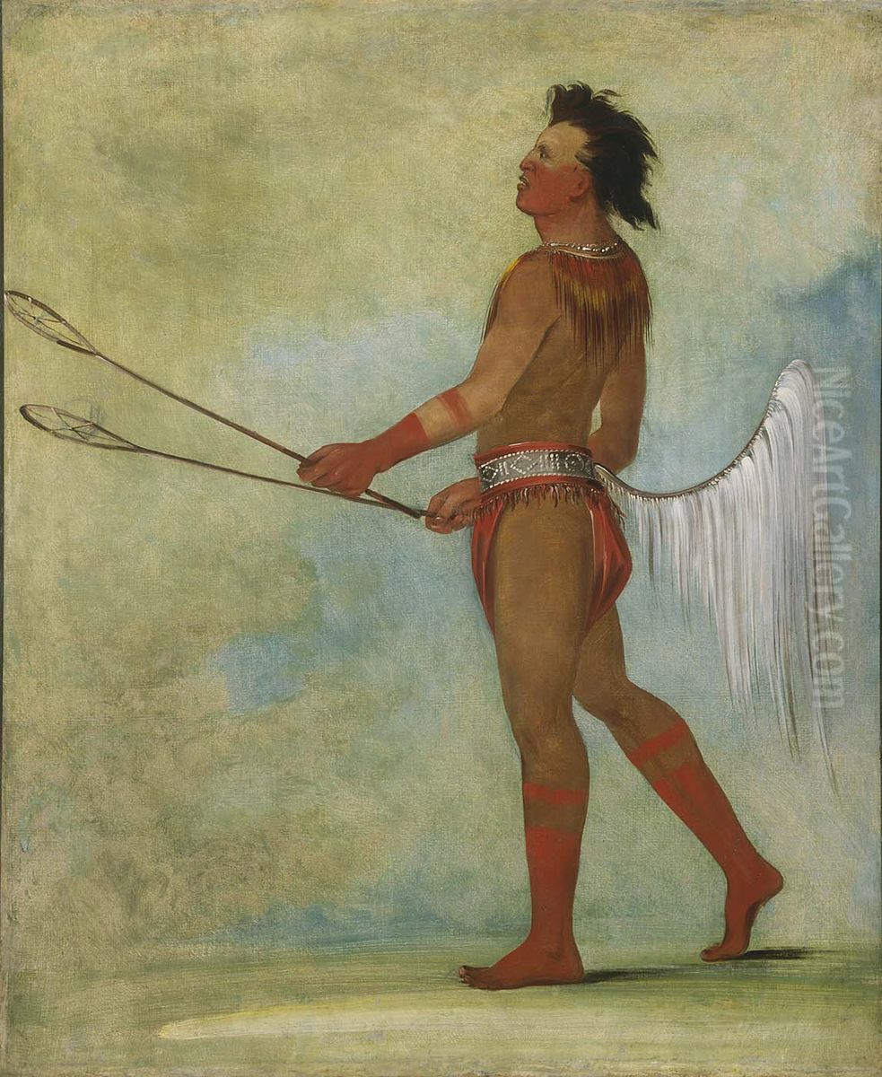 Tul-lock-chish-ko, Drinks the Juice of the Stone, in Ball-player's Dress Oil Painting by George Catlin
