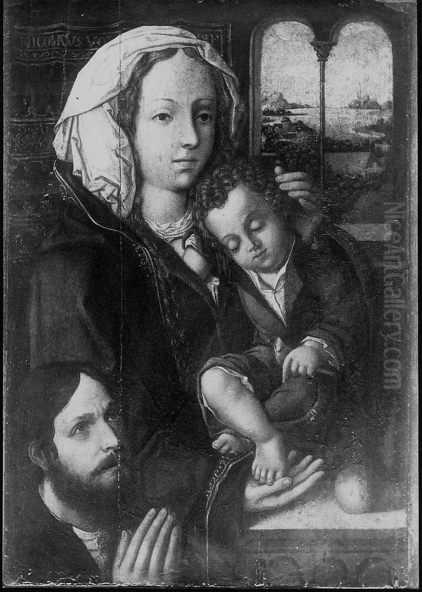 Virgin and Child with a Donor Oil Painting by (manner of) Memling, Hans