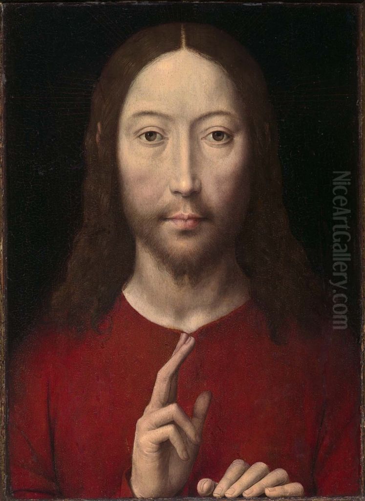Christ Giving His Blessing Oil Painting by (manner of) Memling, Hans