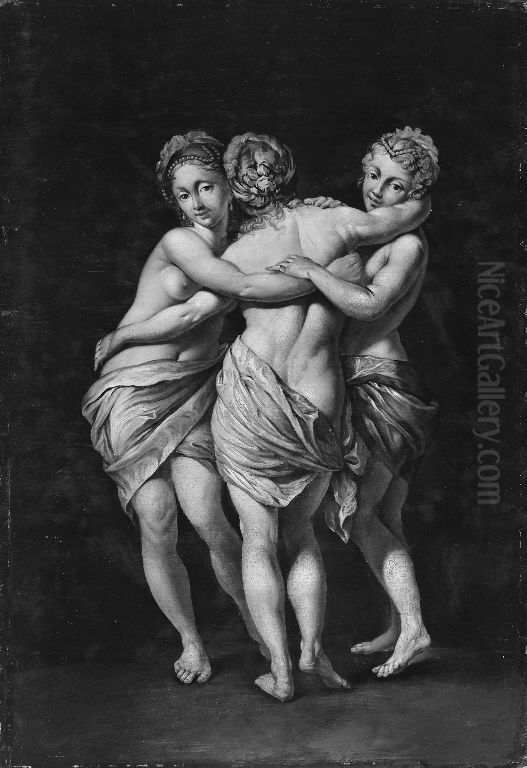 De tre gratier Oil Painting by Jens Juel