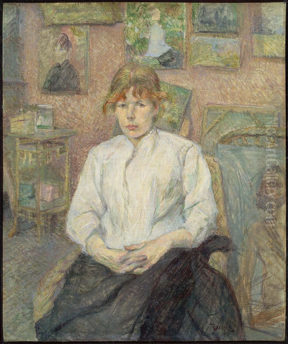 Carmen Gaudin in the Artist's Studio Oil Painting by Henri De Toulouse-Lautrec
