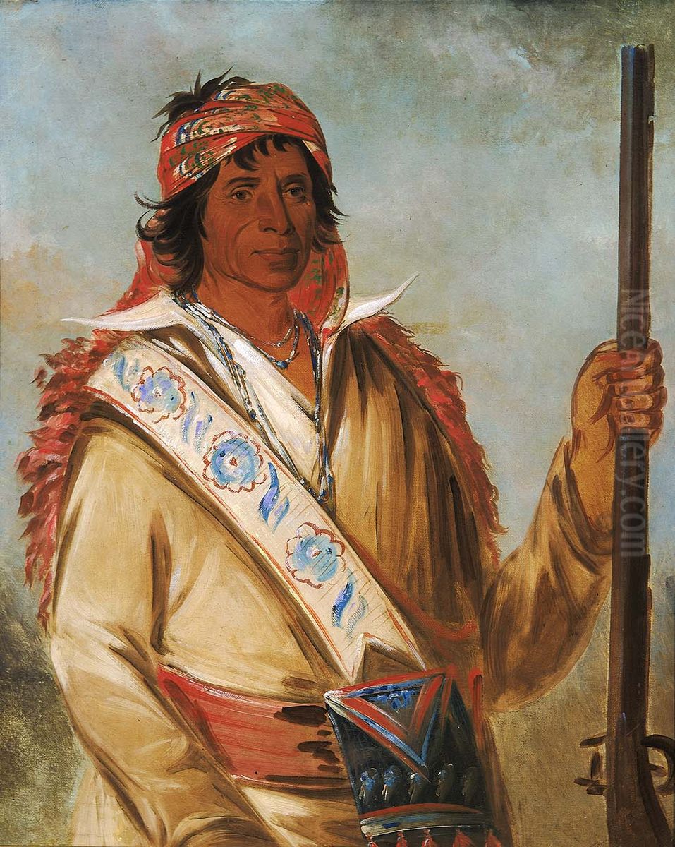 Steeh-tcha-ko-me-co, Great King (called Ben Perryman), a Chief Oil Painting by George Catlin