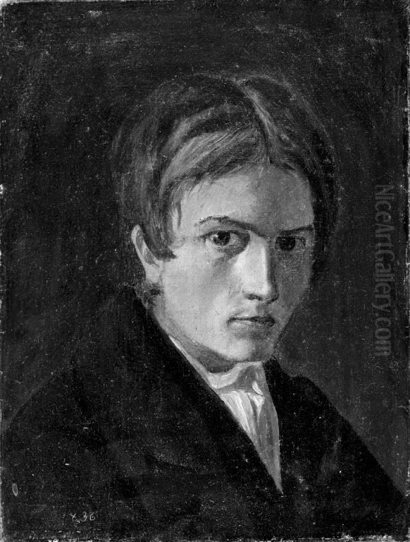 Selvportraet Oil Painting by Jens Adolf Jerichau