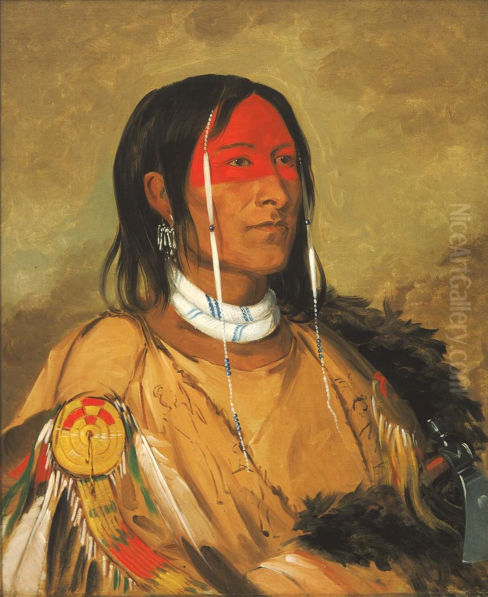 Eeh-tow-wees-ka-zeet, He Who Has Eyes Behind Him (also known as Broken Arm), a Foremost Brave Oil Painting by George Catlin