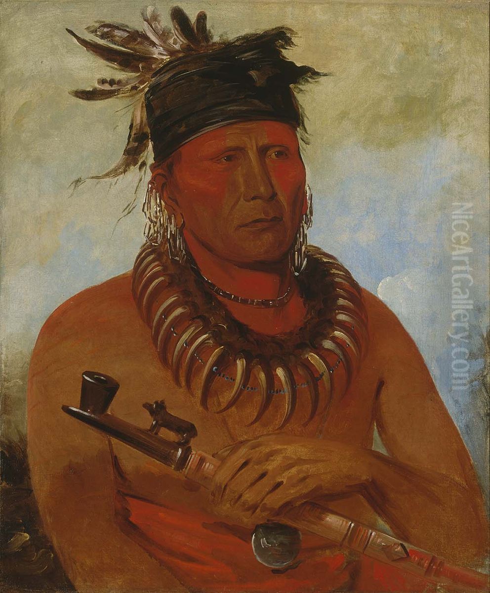 Haw-che-ke-sug-ga, He Who Kills the Osages, Chief of the Tribe Oil Painting by George Catlin