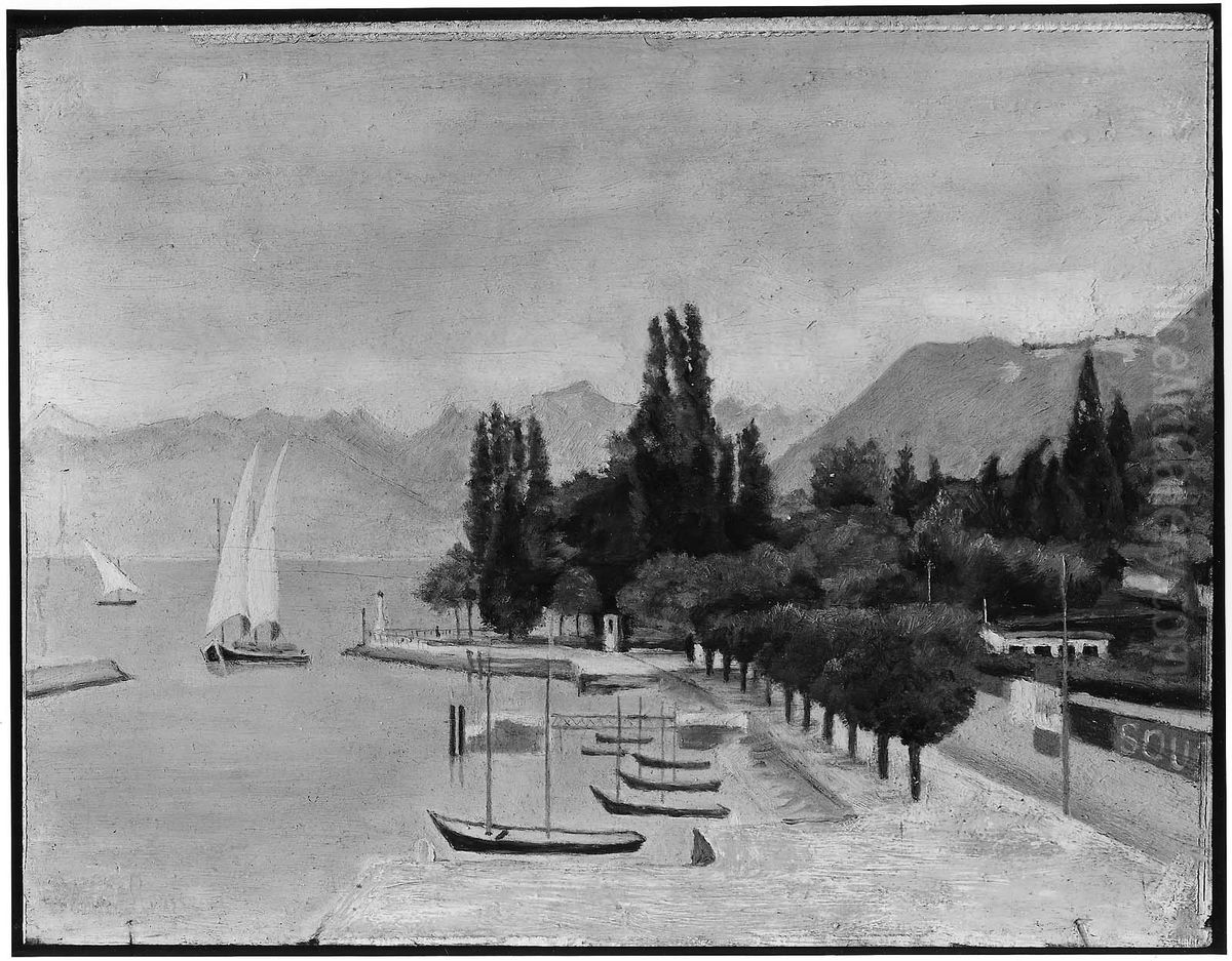 Lake of Geneva (Lac Leman) Oil Painting by Henri Julien Rousseau