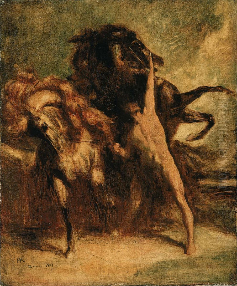 Sketch for Automedon with the Horses of Achilles Oil Painting by Regnault Henri