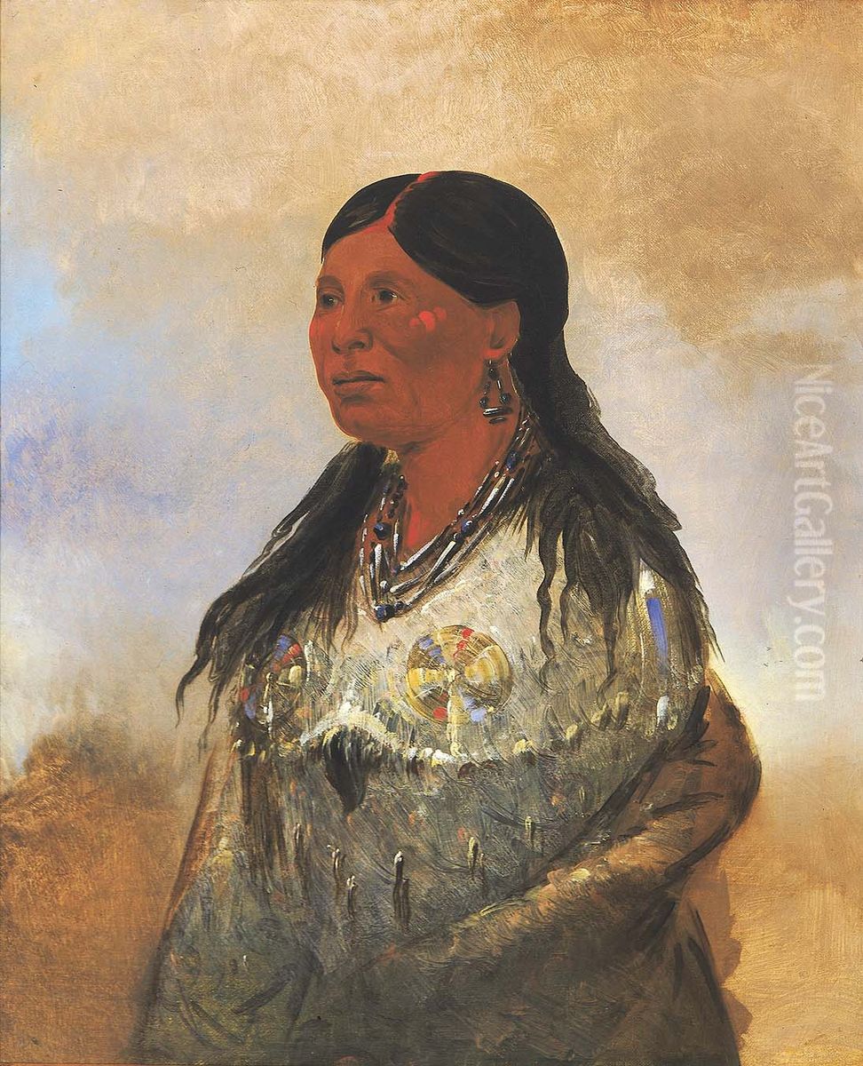 Hon-je-a-put-o, Wife of Bear-catcher Oil Painting by George Catlin