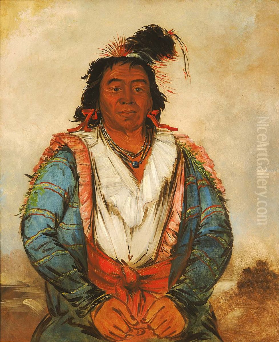 Hose-put-o-kaw-gee, a Brave Oil Painting by George Catlin
