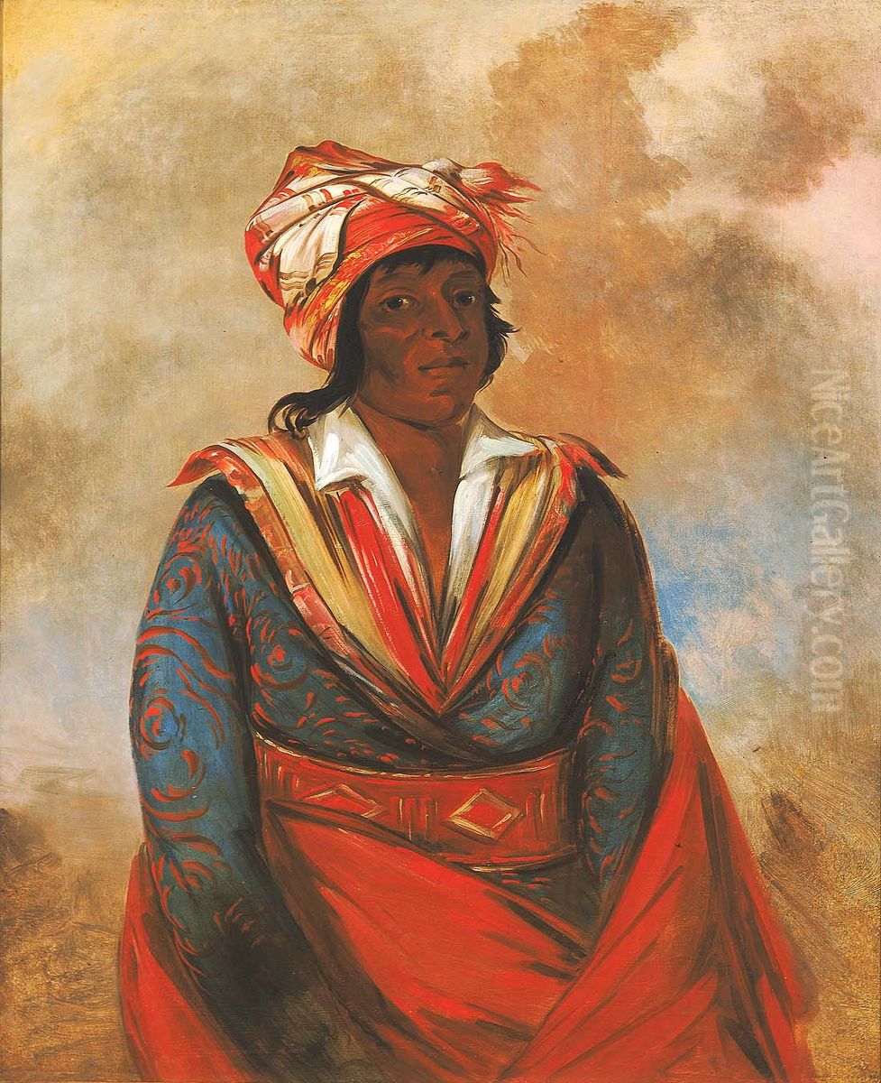 Kut-tee-o-tub-bee, How Did He Kill?, a Noted Brave Oil Painting by George Catlin