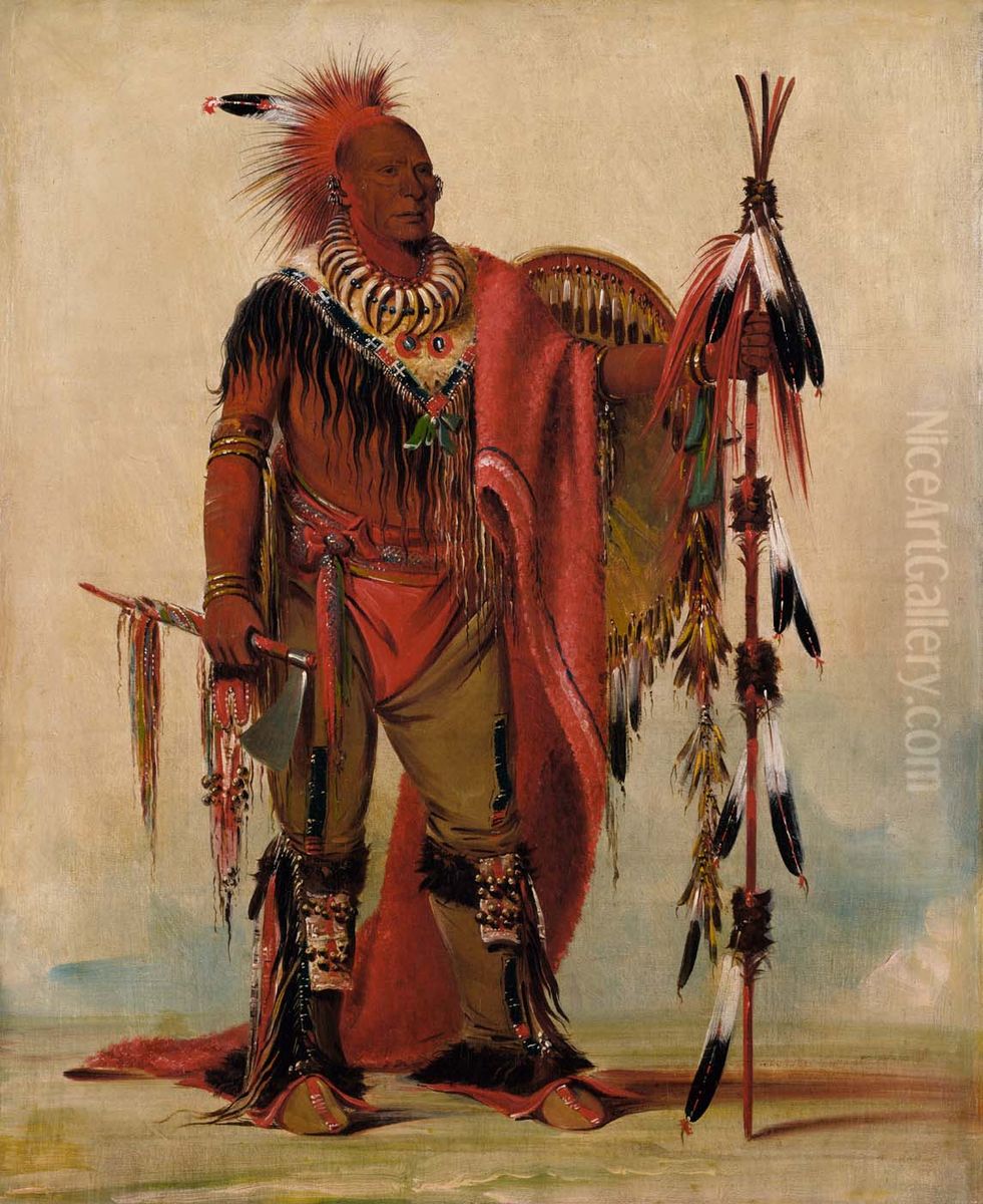 Kee-o-kuk, The Watchful Fox, Chief of the Tribe Oil Painting by George Catlin