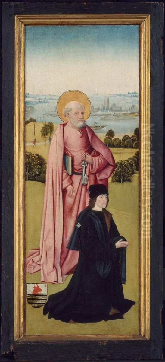 Pieter van Os met de heilige Petrus (binnenzijde). Oil Painting by Hieronymous Bosch
