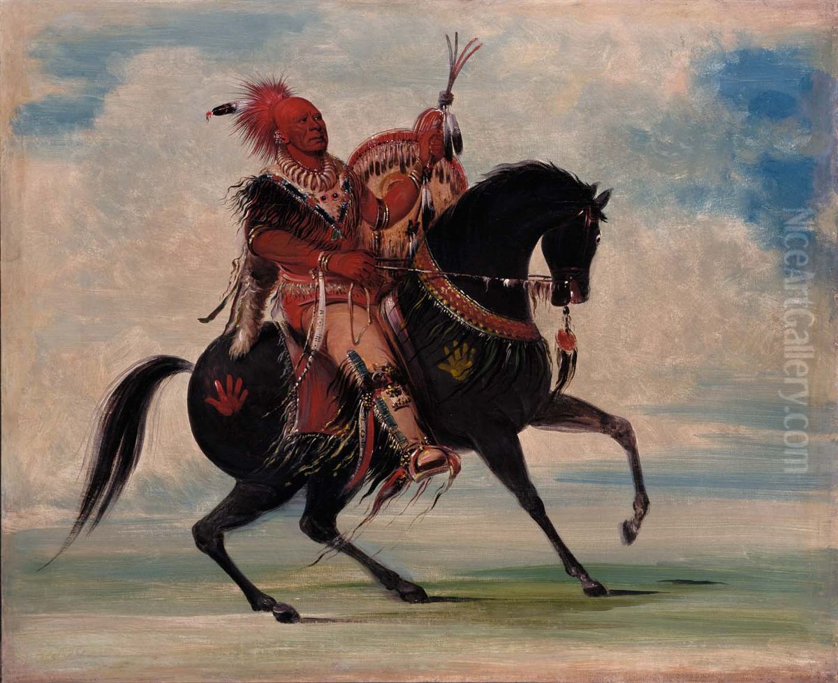 Kee-o-kuk, The Watchful Fox, Chief of the Tribe, on Horseback Oil Painting by George Catlin