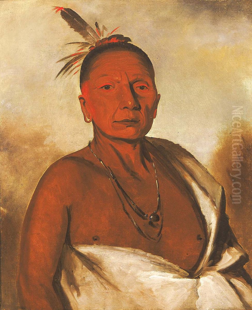 Kid-a-day, a Distinguished Brave Oil Painting by George Catlin