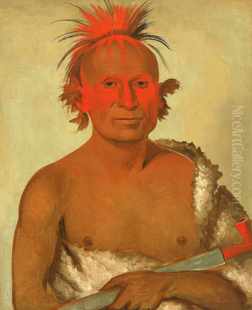 Pash-ee-pa-ho, Little Stabbing Chief, the Younger, One of Black Hawk's Braves Oil Painting by George Catlin