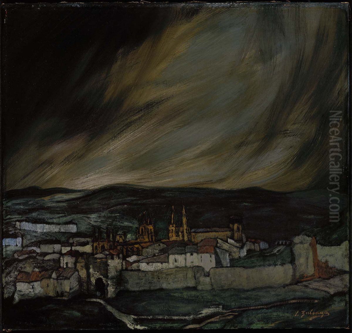 Castilian Landscape Oil Painting by Ignacio Zuloaga