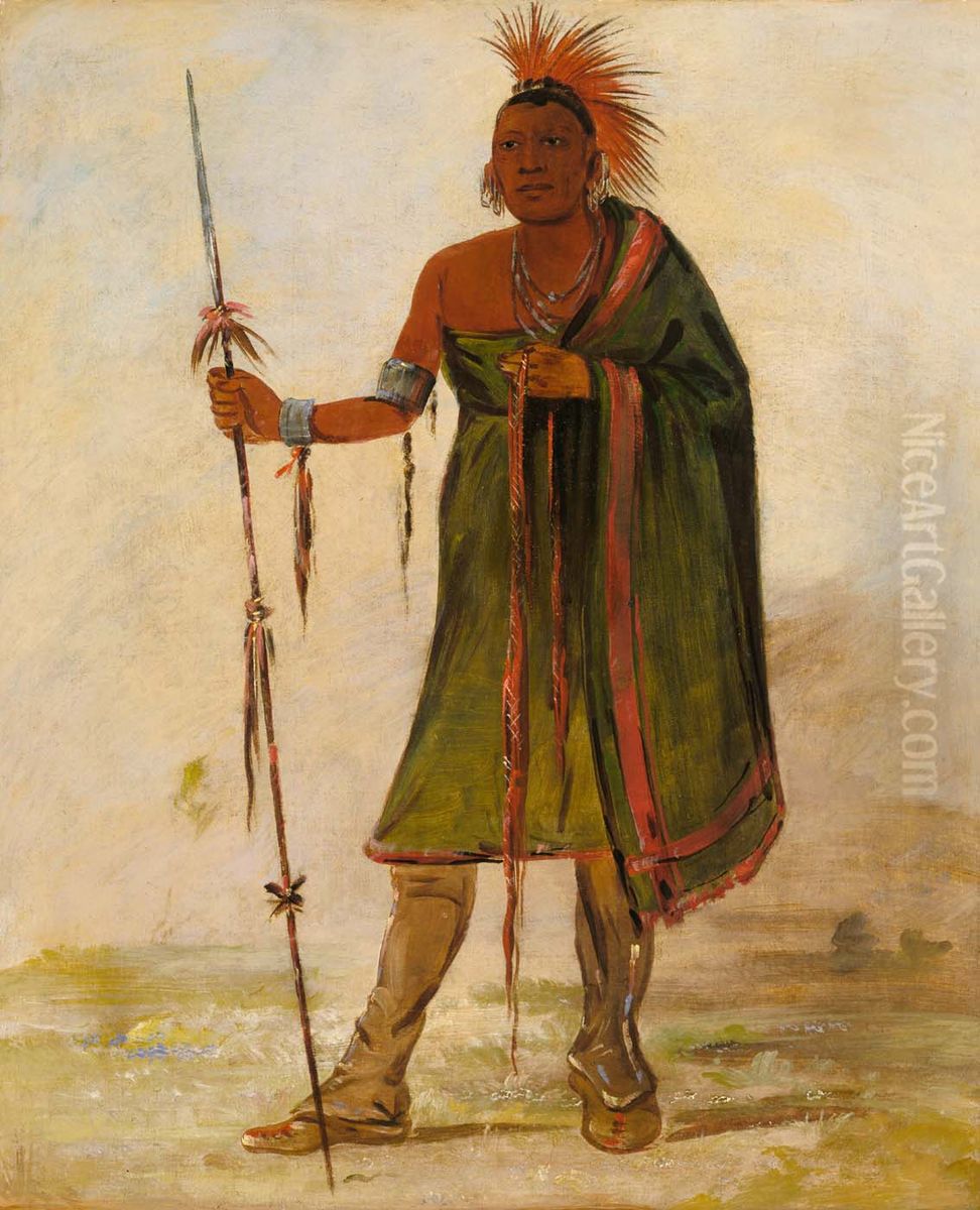 Wash-im-pe-shee, Madman, a Distinguished Warrior Oil Painting by George Catlin
